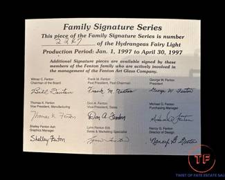 FENTON Limited Edition Hydrangeas Fairy Light