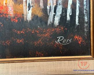 Original Oil on Canvas in Gold Gilt Frame Signed RUSS