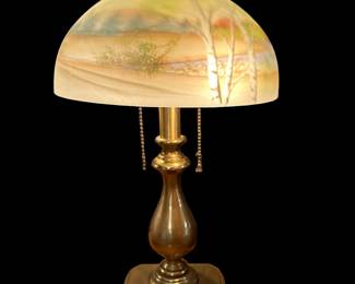FENTON Reverse Painted Limited Edition Lamp from HANDEL Mould "Spring Woods" by FRANCES BURTON (193 of 500)