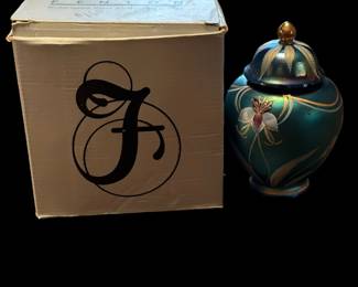 FENTON Limited Edition Favrene Glass Orchid Ginger Jar - Signed by TOM FENTON