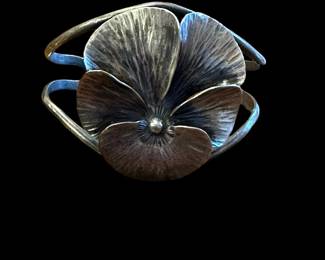 Stuart Nye Sterling Silver Pansy Cuff Bracelet
