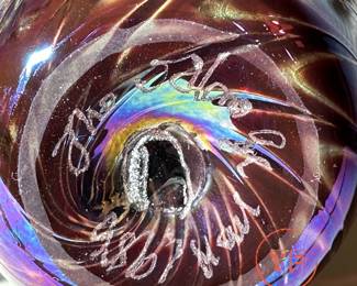 GLASS EYE STUDIO Signed MT SAINT HELENS Art Glass Vase