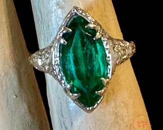 14K White GOLD Filigree Ring