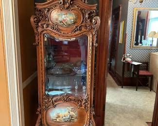 Antique Hand Carved Italian Rococo Style Display Cabinet with Hand Painted Murals (2 OF 2)