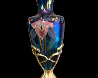 FENTON Limited Edition Favrene Amphora Art Glass with Stand by MARTHA REYNOLDS