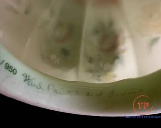 FENTON Limited Edition Lotus Mist Rose Nectar Gone With The Wind Lamp (896/950)