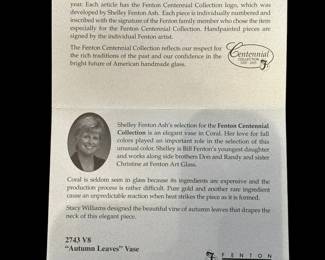 FENTON Limited Edition Autumn Leaves Vase