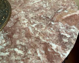 Victorian Style Marble Topped Hand Carved Side Table (1 OF 2)