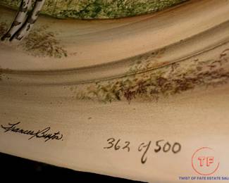 FENTON Reverse Painted Limited Edition Lamp from HANDEL Mould "Spring Woods" by FRANCES BURTON (362 of 500)