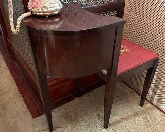 1940's Mahogany Gossip Seat with Needle Point Cushion