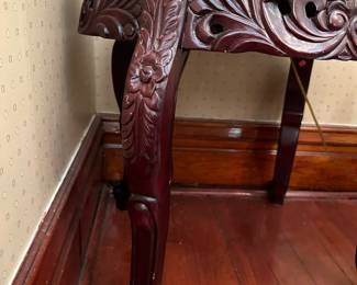Victorian Style Marble Topped Hand Carved Side Table (1 OF 2)