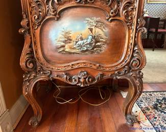 Antique Hand Carved Italian Rococo Style Display Cabinet with Hand Painted Murals (2 OF 2)