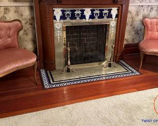 Antique PAIR Tufted Parlor / Gossip Chairs