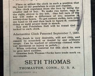1880's SETH THOMAS Adamantine Mantle Clock