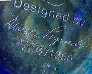 FENTON Limited Edition Art Glass Urn with Metal Gilded Handle and Top by MARTHA REYNOLDS