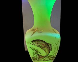 FENTON Limited Edition Leaping Trout Burmese Vase - Signed by TOM FENTON