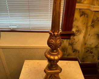 Hand Carved Gold Gilt Wood Table Lamp