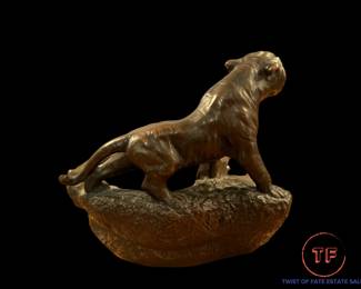 Vintage ARMOR BRONZE Figural Tiger Ashtray