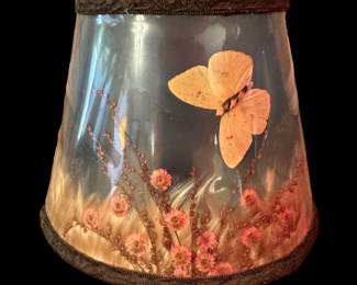 Vintage Acrylic Lamps with VAN BRIGGLE Butterfly and Flower Shades - PAIR