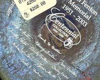 FENTON Favrene Glass Don Fenton Memorial Vase "At Woodlands Edge" - Signed by TOM FENTON