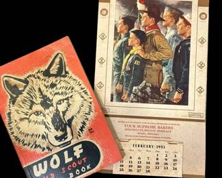 1948 Wolf Cub Scout Book and 1951 Boy Scout Calendar