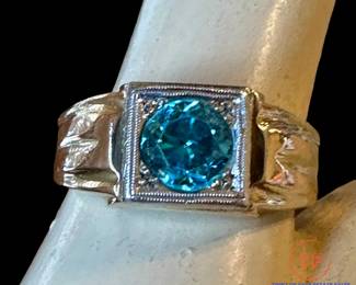 10K GOLD Ring with Blue Zircon