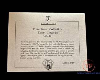 FENTON Limited Edition Daisy Ginger Jar