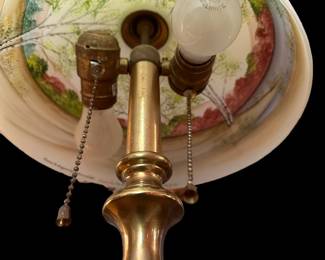 FENTON Reverse Painted Limited Edition Lamp from HANDEL Mould "Spring Woods" by FRANCES BURTON (193 of 500)