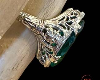 14K White GOLD Filigree Ring