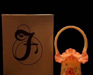 FENTON Limited Edition Burmese Glass Bridal Basket