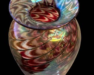 GLASS EYE STUDIO Signed MT SAINT HELENS Art Glass Vase