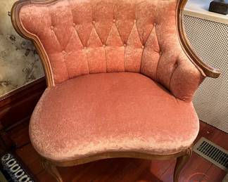 Antique PAIR Tufted Parlor / Gossip Chairs