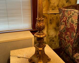 Hand Carved Gold Gilt Wood Table Lamp