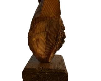 Hand Carved Wood Zebra Bust on Wood Stand