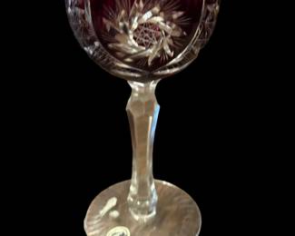 Hand Cut Ruby Red Crystal Goblets