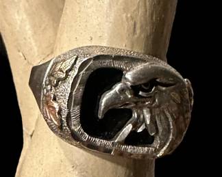 10K GOLD and Sterling SILVER Eagle Ring