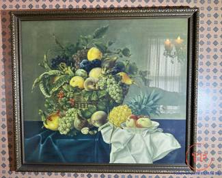 Vintage BRANDEIS ART DEPT "Basket with Fruit" Print by Mortiz Michael Daffinger