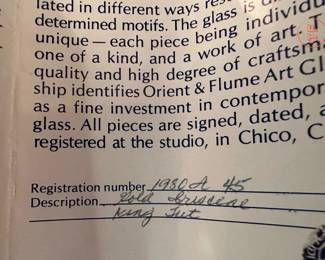 ORIENT & FLUME 1980 Art Glass Gold Iridized King Tut Vase