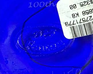 FENTON Limited Edition "Braveheart" Blue Cobalt Hanging Hearts Vase