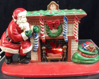 VTG SANTA WITH FLICKERING FIREPLACE