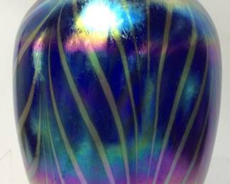 FENTON FAVRENE FEATHER ART GLASS VASE