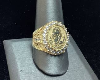 10kt GOLD VIRGO DESIGN RING, 5.4g, SIZE 11