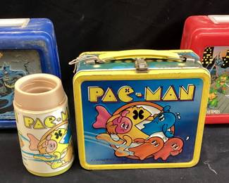 (3) VTG. ALADDIN PAC MAN LUNCHBOX, TRANSFORMERS & BATMAN