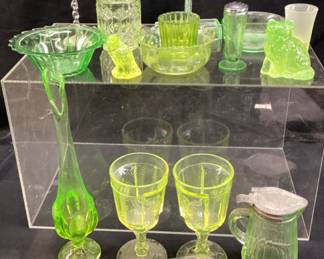 (20) ASSORTED VTG. URANIUM GLASS PIECES