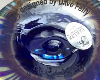 FENTON FAVRENE FEATHER ART GLASS VASE