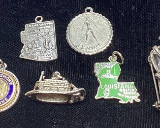 (6) STERLING SILVER CHARMS & PIN