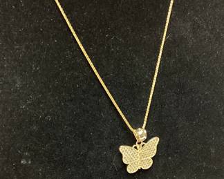 10kt GOLD NECKLACE & BUTTERFLY CHARM, 4.9g, 20''L