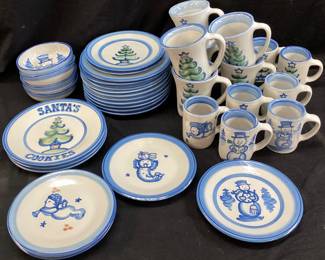 M.A. HADLEY POTTERY CHRISTMAS DISHES SET OF 36