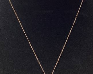 14KT YELLOW GOLD PENDANT NECKLACE, 1.7g, OPAL PENDANT