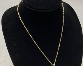 10kt GOLD ROPE NECKLACE & JESUS PENDANT, 4.3g, 18''L